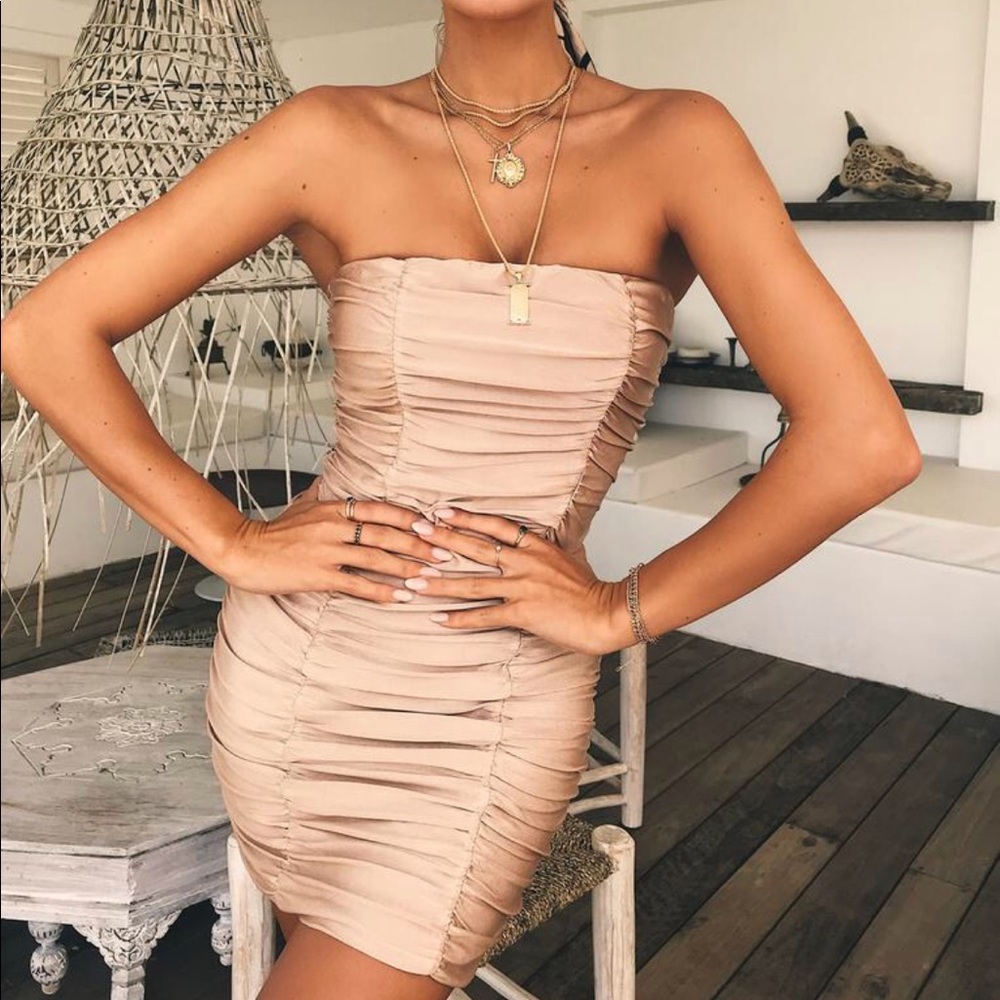 Strapless Ruched Bodycon Dress